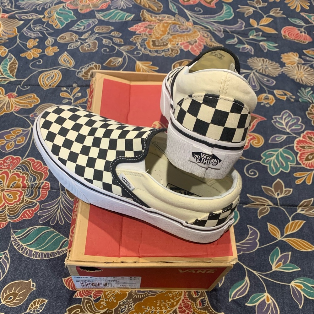 Checker vans slip on